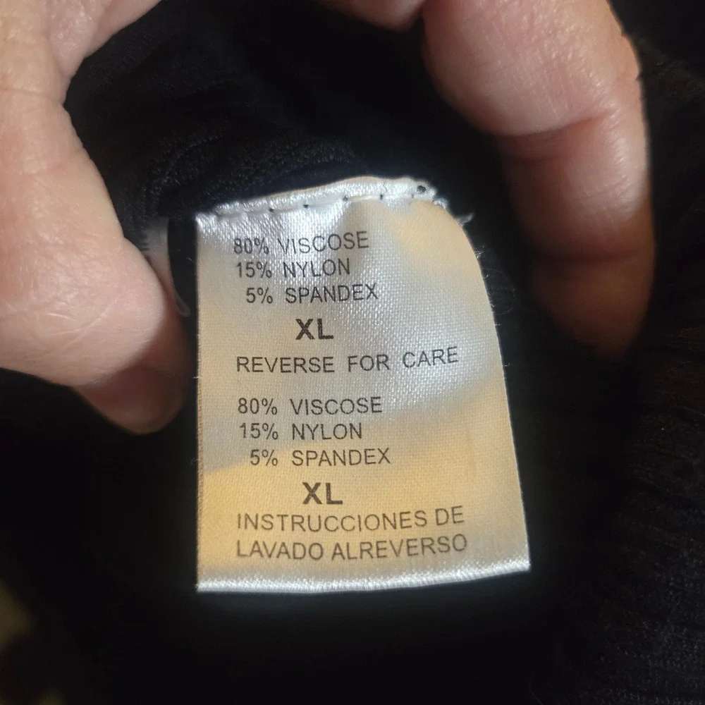 Belldini Black Ribbed Knit Rhinestone Zip Up Hoodie Sweater XL Y2K Bling